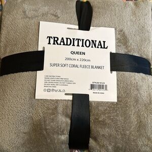 Queen Traditional Blanket Super Soft Coral Fleece Natural Almond